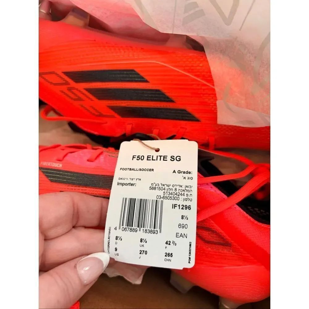 Adidas F50 Elite SG Solar Red Soccer Cleats Rare Pro Speed Boots NIB Size 9 - Picture 9 of 11